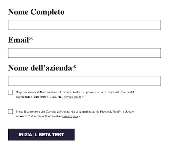 Registration form